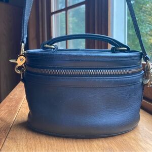 Vintage Coach Train case original owner black leather 9955